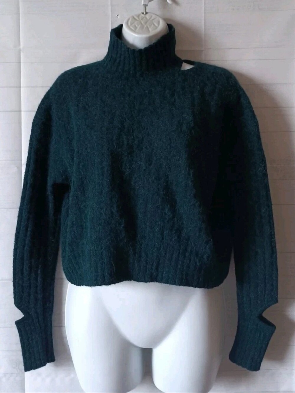 Zoe Jordan Teal Green Cut Out Alpaca Sweater 245.00